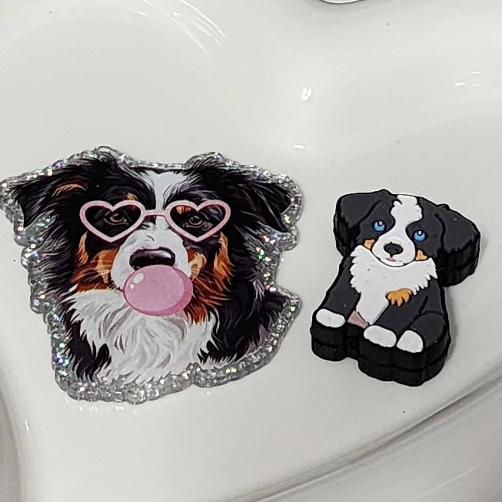 Dog Flatback Focal Bead Beaded Pen Badge Flats Planar  Acrylic Aussie